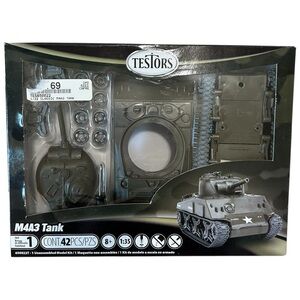 Testors Classic M4A3 Tank Model kit. Contains 42 pieces. Screwdriver included.